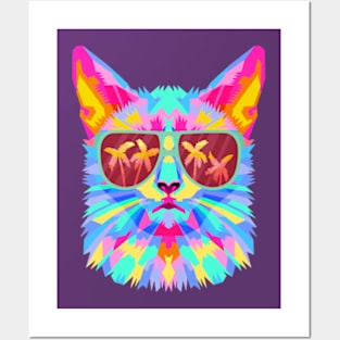 tie-dye cat summer vibes Posters and Art